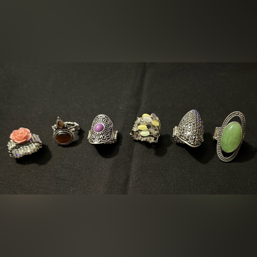 Elegant Silver and Purple Women's Ring Set
